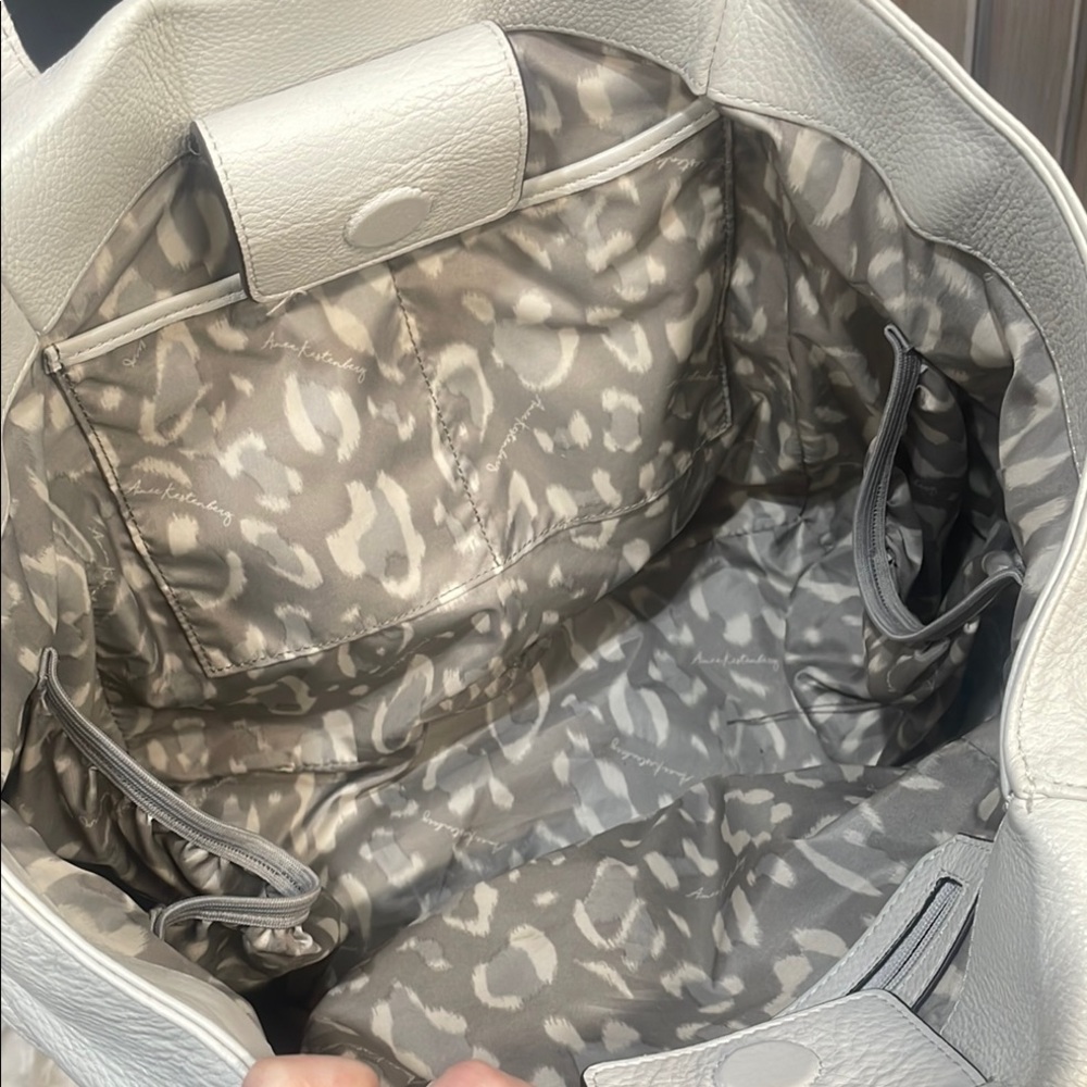 Aimee Kestenberg White Pebbled Leather Tote with Metallic Hardware - Picture 11 of 17